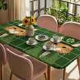 thumbnail image 3 of St. Patrick's Day Table Cloths for 4 Foot Rectangle Tables, Green Shamrock Kitten Cats Hat Buffalo Plaid Patio Waterproof Elastic Fitted Tablecloths, Washable Rectangular Table Cover for Camping, 3 of 8