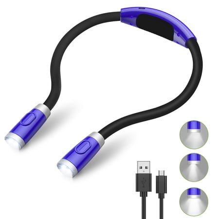 Book Light AMIR LED Reading Light Rechargeable Reading Light for Reading in Bed Knitting Camping Repairing Gift for Kids Blue