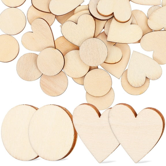 WINOMO 50 Pcs Unfinished Wood Slices DIY Craft Wooden Slices Beige Carving Painting for Artists
