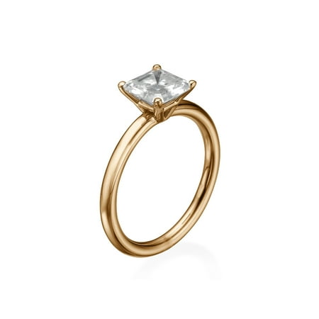 Asscher Cut Vs Princess Cut 6.50MM Forever One D-F VS Moissanite Ring (0.42 ct Moissanite Weight, 1.30 ct dew) Asscher Cut 14K Gold ()