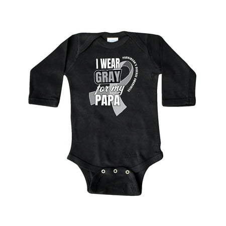 

Inktastic I Wear Gray For My Papa Parkinsons Disease Awareness Gift Baby Boy or Baby Girl Long Sleeve Bodysuit