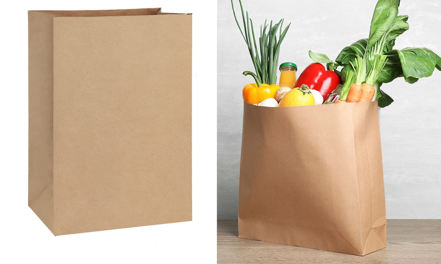 Grocery Bags 12x7x17 Inches 50Pcs, Without Handle, Heavy Duty Kraft ...