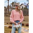 thumbnail image 5 of Women'S Blouses Dressy Casual V Neck Top Dot Balloon Long Sleeve Shirts Pink L, 5 of 8