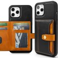 thumbnail image 1 of Smooth PU Leather Premium Back Cover Case with Wallet Kickstand Card Holder for iPhone 14 Pro 6.1 inch, 1 of 7