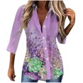 thumbnail image 1 of CEHVOM Chemise Décontractée à Manches Longues pour Femmes, Imprimé Floral Irrégulier, 1 of 5