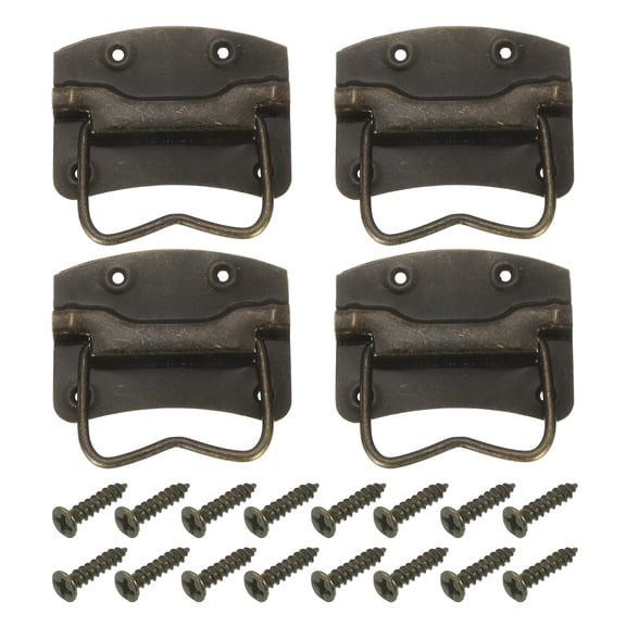 4Pcs Chest Handles, 64x61mm Wooden Box Ring Pull Lifting Handle, Bronze