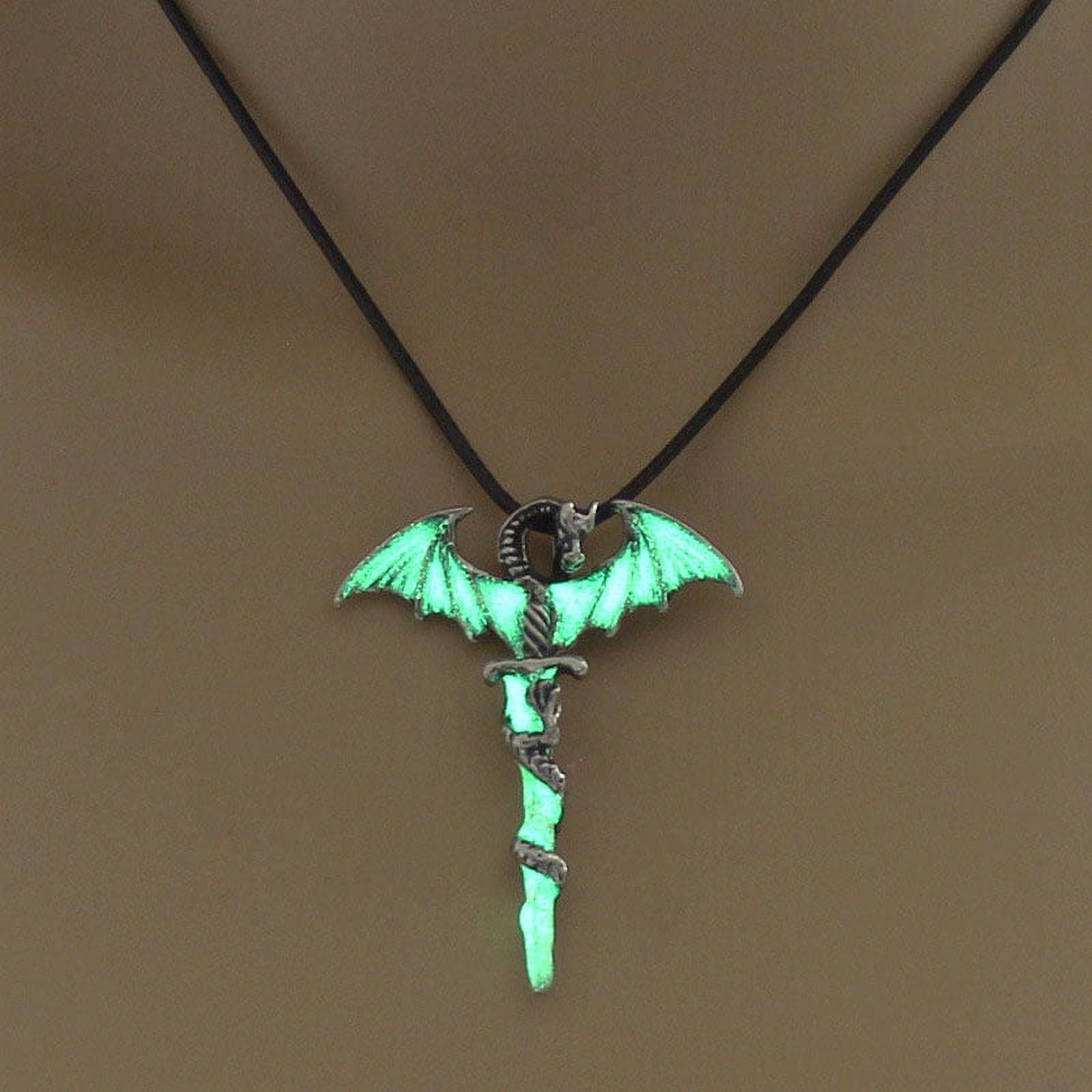 1 Pcs Women Men Necklace Chain Dragon Glow in the Dark Pendant Fashion Jewelry - image 2 of 4