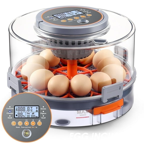 OneAmg 12-40 Egg Incubator - Auto 720° Egg Turning, Digital Display, Auto Temp & Humidity Control,  Egg Candler Incubators for Chickens, Ducks, Quails