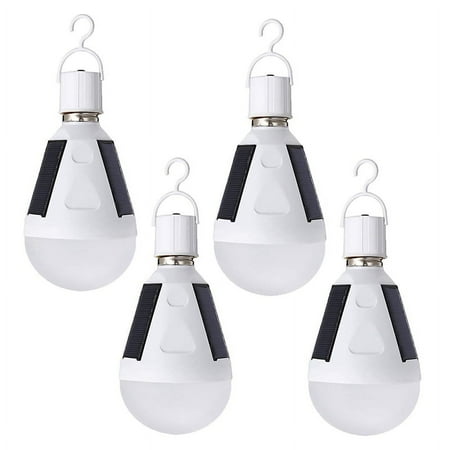 

4 Pcs Portable Solar LED Light Bulb 12W Lantern Tent Light Bulb Rechargeable Emergency Lamp for Outdoor Indoor Camping Power Outage