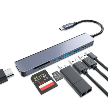 Duomigo 7-in-1 USB C hub Type-c hub4K/30Hz HDTV PD 100W USB3.0*3 SD/TF Card Reader Adapter MacBook Pro/Air Mac laptops More Port