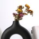 thumbnail image 2 of Jarrones de mesa de centro huecos de maceta de cerámica para decoración de escritorio (negro M), 2 of 6