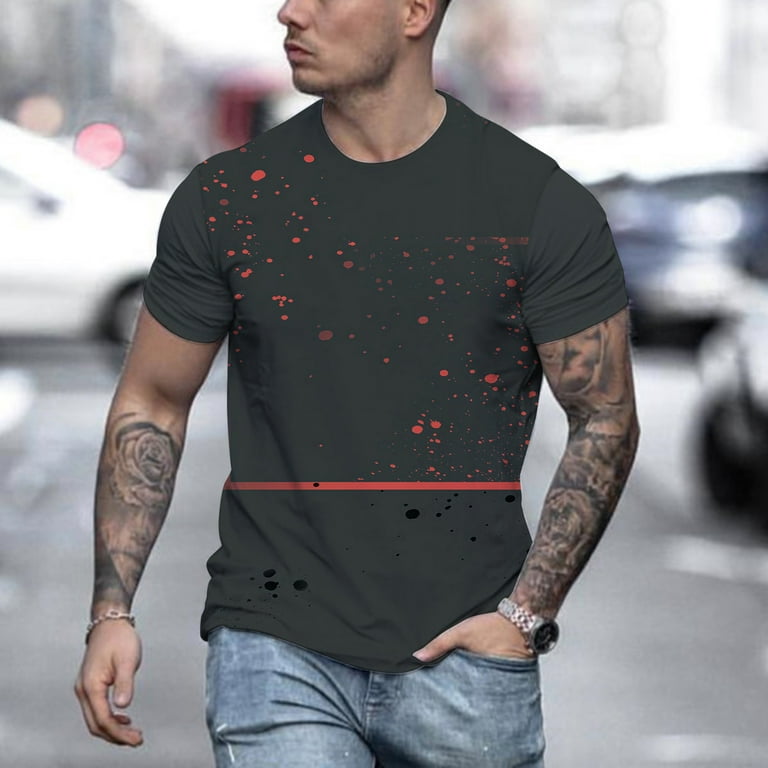 SZXZYGS Mens T Shirts Casual Graphic Beach Men Summer Outdoor Printed Short  Sleeve T Shirt Crew Neck Casual Top