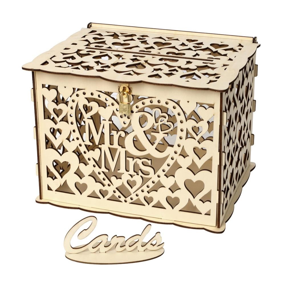 Personalized Wedding Card Box With Slot Lock Wedding money box Rustic ...
