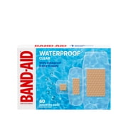Band-Aid Brand Clear Waterproof Adhesive Bandages, Assorted, 60 Count