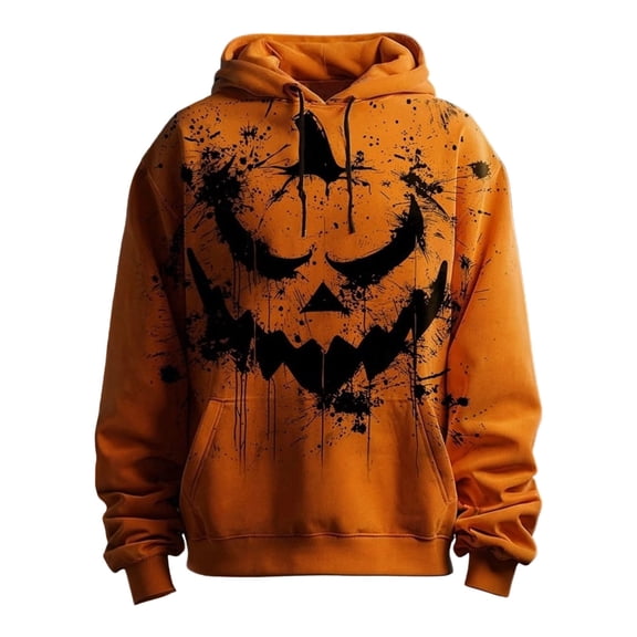 CONROSES Mens Halloween Hoodies Ghost Face Graphic Long Sleeve Hallowmas Pullover Hoodie for Men Warm Fall Winter Hooded Sweatshirts with Pocket
