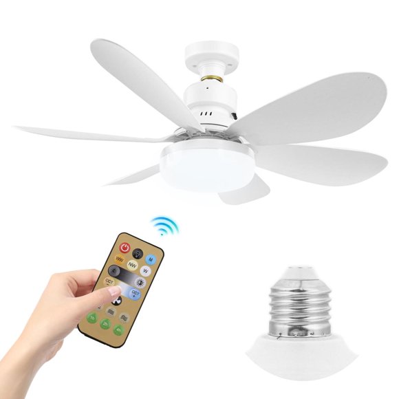 Ventilador de Techo Zern Blanco con Luz y Control Remoto LED Silencioso para Garage