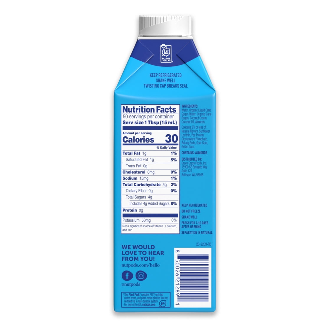 nutpods® Non Dairy Vanilla Made with Almonds and Coconuts Coffee Creamer