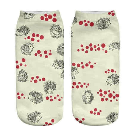 

LEAQU 1Pair Cartoon Hedgehog Print Men Women Breathable Low Cut Casual Elastic Ankle Socks