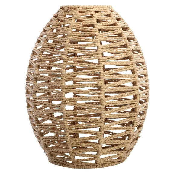 YOSADIER Hand-Woven Rope Lampshade Light Fixture in Khaki, Dust-Resistant Decorative Lamp Cover for Bedroom
