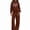 Brown, variant on ITSAME Girls 2-Piece Letter Print Hooded Sweatshirt and Wide Leg Pants Set Fleece-Lined Warm Outfit Size 9