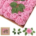 thumbnail image 1 of Rojas Artificiales, 25 Rosas Artificiales Bonitas Flores de Imitación Arreglos para el Hogar, Ramos de Boda, Centros de Mesa, Arreglos Florales (Rosa), 1 of 4