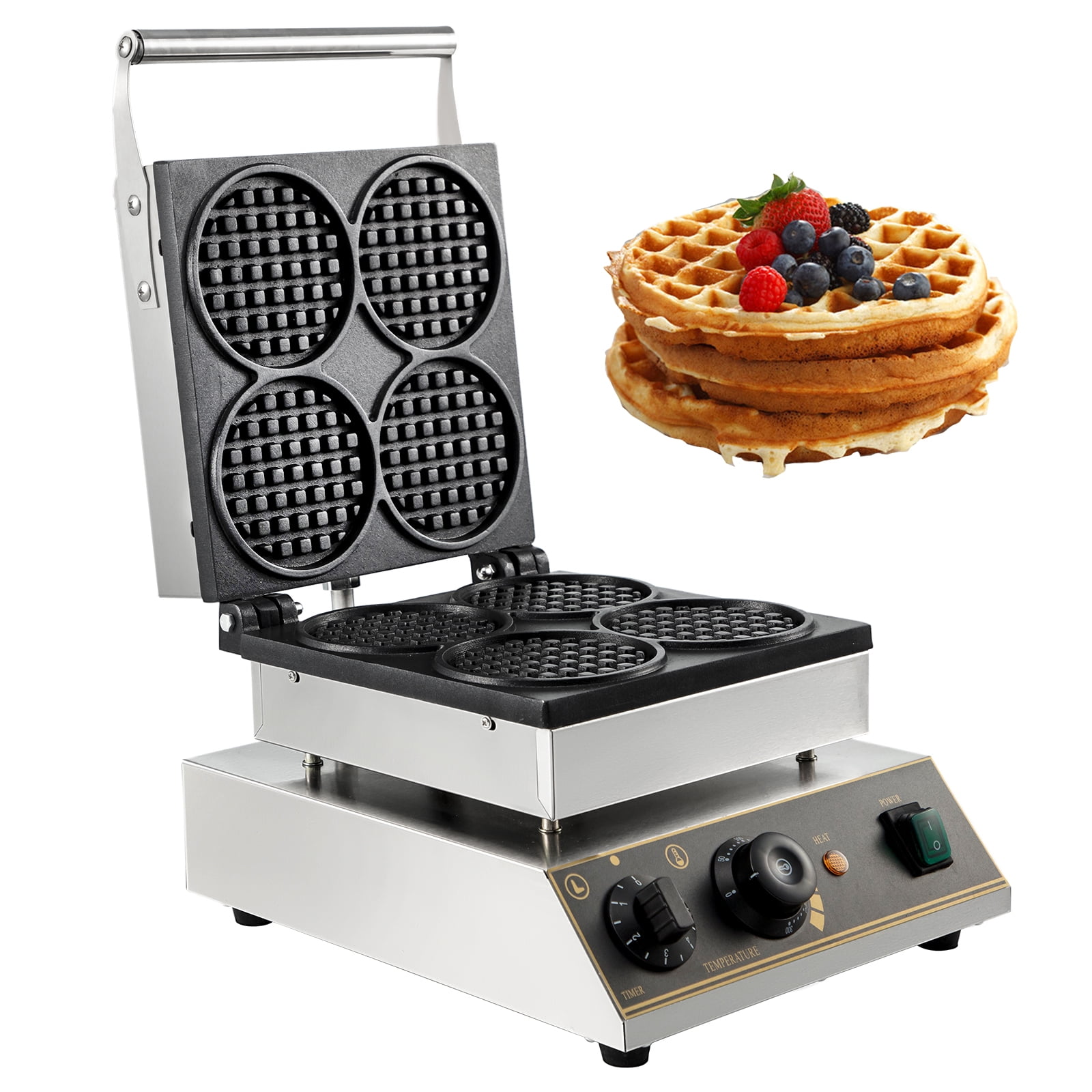 Black Homend 6Pcs Commercial Lolly Waffle Makers Non-Stick Lolly French Hotdog Making Machine Stainless Steel Crispy Machine 110V 