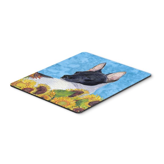 "Rat Terrier in Summer Flowers Mouse Pad Hot Pad or Trivet"