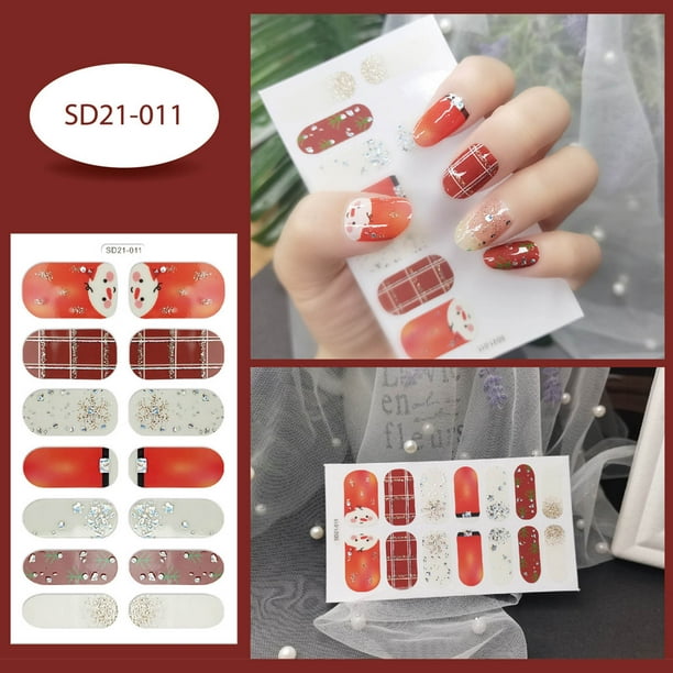 Pegatinas para uñas con diseño de copo de nieve, acabado de esmalte de uñas, pegatinas para uñas
