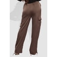 thumbnail image 5 of Soft Satin Bungee Cargo Sweatpants - Dark Taupe, 5 of 10