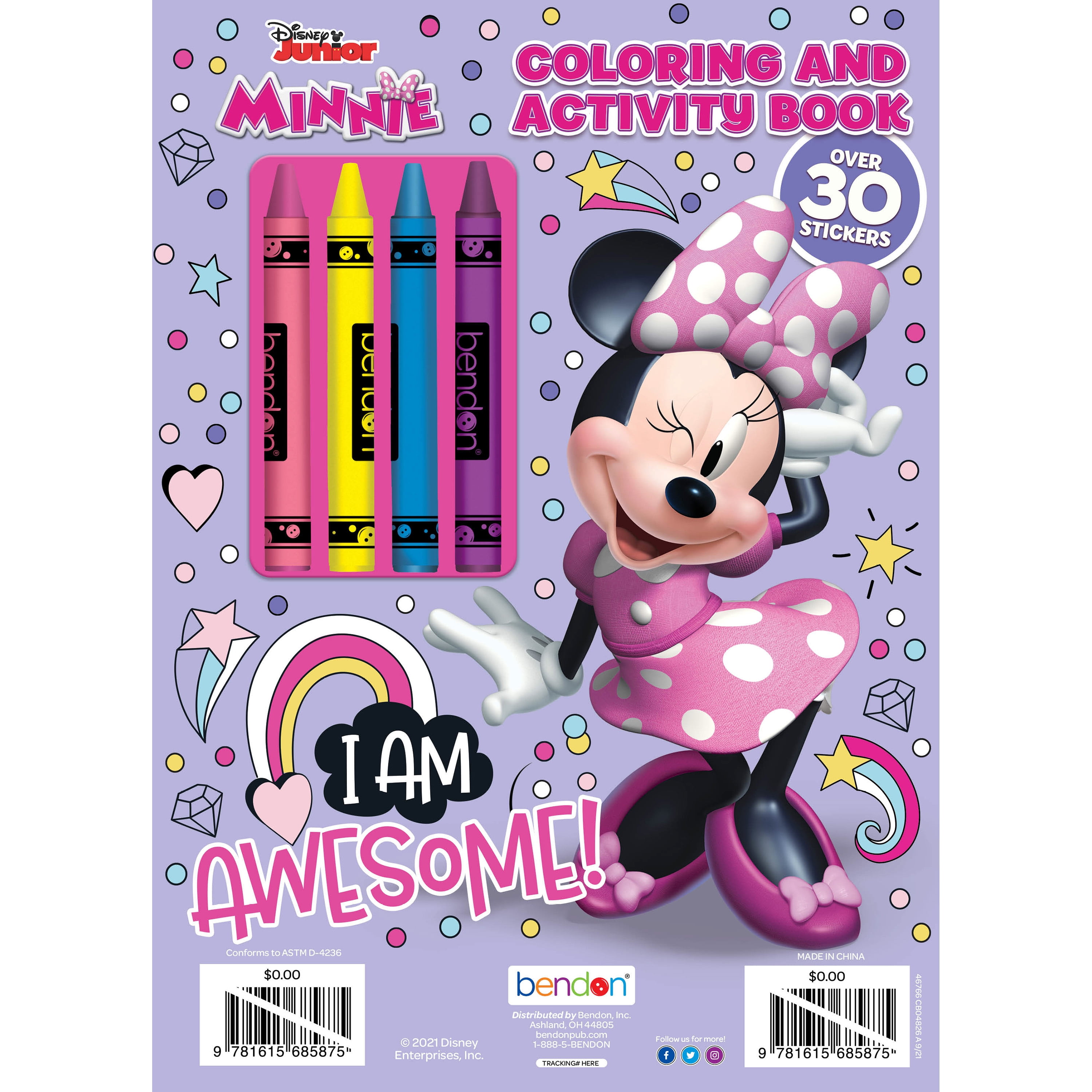 Disney Jr Minnie Color and Activity Book with 4 Crayons