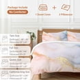 thumbnail image 6 of 3 Piece Pink Blue Marble Duvet Cover Set Twin Size, Microfiber Comforter/Quilt Cover with Corner Ties and 2 Pillowcases, Ink Painting Modern Abstract All Season Soft Bedding with Zipper Closure, 6 of 8
