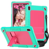 Hoibon Shockproof Tablet Case for Walmart Onn 10.1 Tablet Case (2024 Model 100135925) Rugged Full-Body Kids Friendly Case with Shoulder Strap Kickstand for Walmart Onn 10.1 4th Gen 2024 - GreenPink