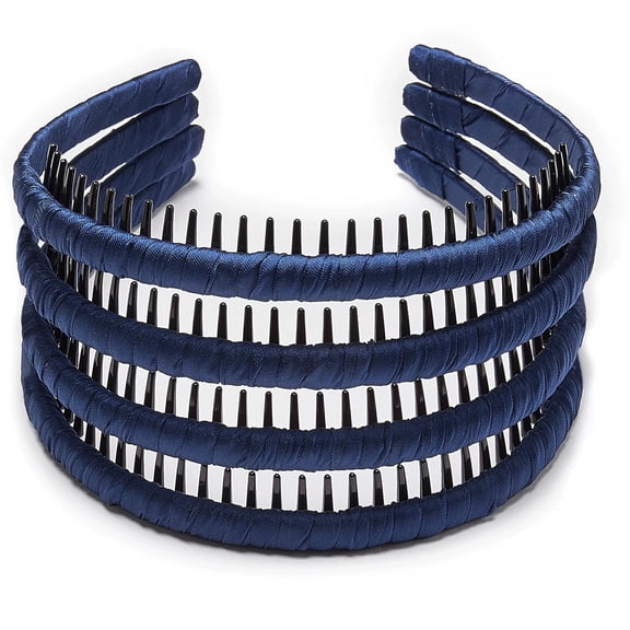 4PC Multicolor Resin Teeth Hair Hoops - Protection Comb Headbands for Women Girls, Hair Accessories for Styling (Blue, 4-Pack)