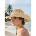 thumbnail image 2 of Spencer Straw Cowboy Hat Cowgirl Hat for Adult Men Women with Adjustable Chin Strap, Wide Brim Hats for Summer, Beige, 2 of 8