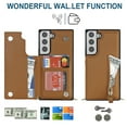 thumbnail image 3 of SaniMore Case for Samsung Galaxy S23 Plus 6.6" 2023 with Card Slots, PU Leather Zipper Wallet Crossbody Lanyard Flip Kickstand Full-body Protective Retro Shockproof Cover for Girls Women, Brown, 3 of 11