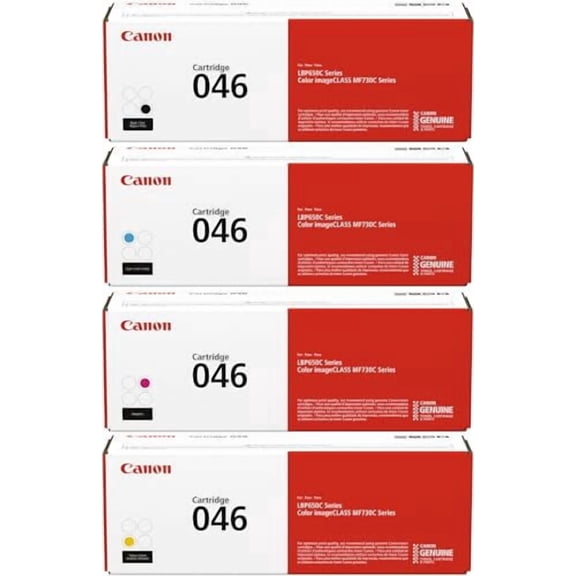 Canon 046 Capacity Laser Toner Cartridge Bundle (Yellow, Magenta, Cyan, Black) in Retail Packaging