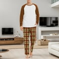 thumbnail image 2 of Yuncity Mens Pajama Set Male Autumn Winter Inner Wear Home Raglan Sleeve Top Plaid Print Trousers Two Piece Suit Men's Pajamas Coffee S, 2 of 5