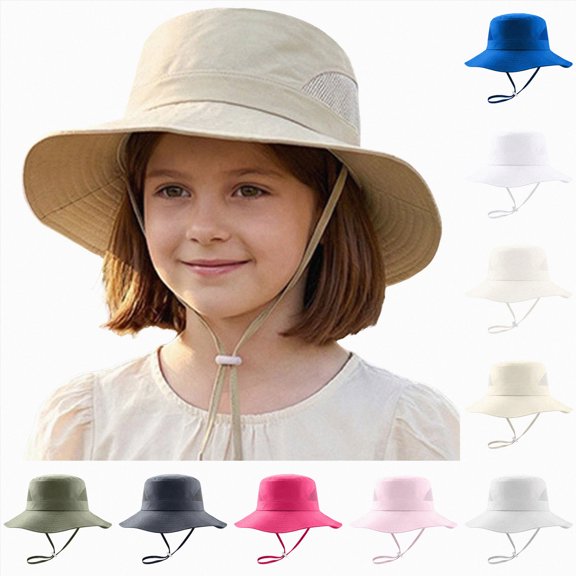 Ccpelsie Children Boys and Girls Sun-Bucket-Hat Outdoor Fishing-Hat Boonie-Cap for 2-14 Years Kids Grey,1-3 Years