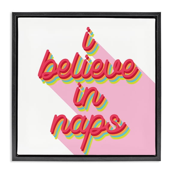 Stupell Industries Modern Retro Believe In Naps Black Floating Frame Canvas Art, 25 x 25, by Lil' Rue