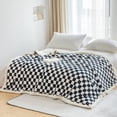 thumbnail image 6 of Sherpa Throw Blanket Fleece Blanket with Checkered Pattern Soft Thick Blanket for Couch, Bed, Sofa Luxurious Warm and Cozy for All Seasons (Black, 60"x80"), 6 of 6