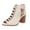 White, variant on Women Open Toe Booties Crisscross Straps Chunky High Heel Ankle Strap Fashion Sandals(Yellow,7)