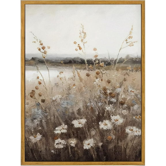 Wildflower Vintage Wall Art Unframed Floral Painting Flowers Prints Farmhouse Countryside Canvas Printing Picture Landscape Retro Wall Decor for Livingroom Bedroom Bathroom Kitchen
