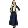 thumbnail image 4 of Bimba Flared Pom-Poms Cotton Blue Kurta Anarkali Classic Dress With Scarf-16, 4 of 8