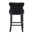 thumbnail image 6 of Tcbosik Upholstered Barstools Set of 2, Velvet Fabric Counter Height Bar Stool with Button Tufted Design, Chrome Nailhead Trim & Wood Legs for Kitchen Island, Dining Room, Black, 6 of 11