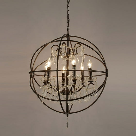 Gallery Foucault S Orb Crystal Iron 6 Light Chandelier Com Gallery Foucault S Orb Crystal Iron 6 Light Chandelier