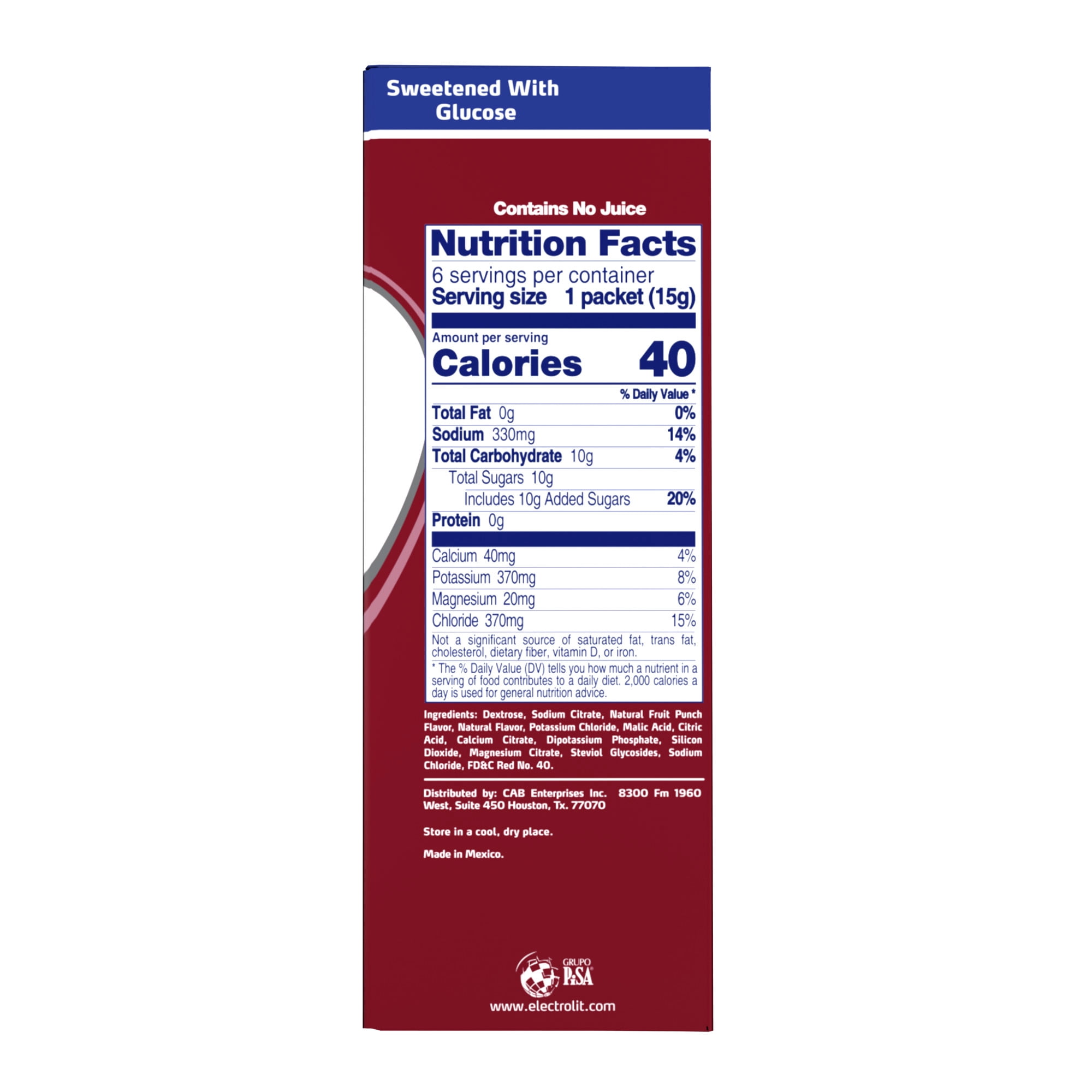 Electrolit Powder Drink Mix, Fruit Punch, 1 Box of 6 Packets