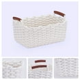 thumbnail image 2 of Unique Bargains Woven Storage Basket Shelf Storage Bin with Handle for Key Tray Bowl White, 2 of 8