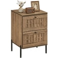 thumbnail image 1 of Gymax Nightstand w/2 Woven Storage DrawersMetal Support Legsfor BedroomRustic Oak, 1 of 10