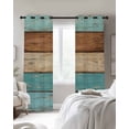 thumbnail image 2 of Farmhouse Aqua Brown Blackout Curtains for Bedroom - 84 Inch Long Light Blocking 2 Panels Set, Vintage Wooden Striped Thermal Insulated Living Room Drapes Grommet Window Curtains 52"x84", 2 of 8