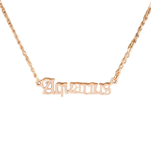 Qarigey Doce signos del zodiaco palabra encanto constelaciones tema amistad collar único con tarjeta de exhibición colgante oro rosa cáncer Ropa, zapatos y accesorios Miscelánea Acuario Qarigey AP009337-09